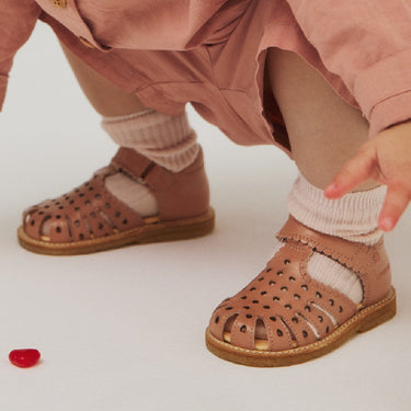 Starter sandal with mini-hearts and velcro closure