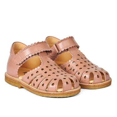 Starter sandal with mini-hearts and velcro closure