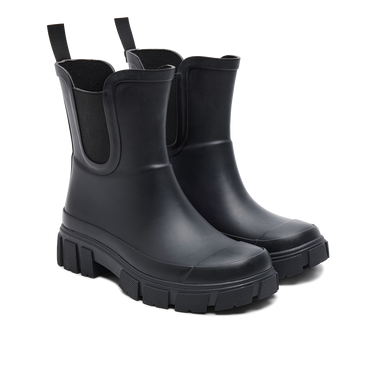 Rubber boot with a chunky track sole.