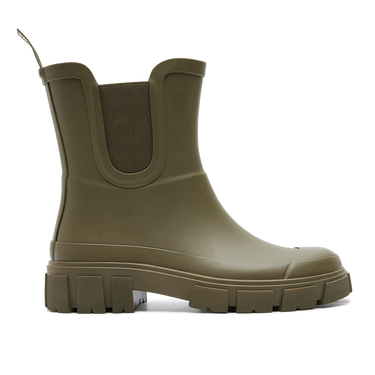 Rubber boot with a chunky track sole.