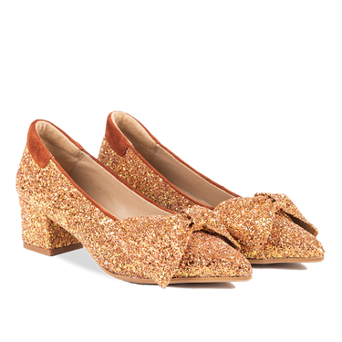 Bow pump in sparkling glitter