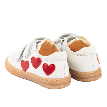 Sneaker with heart applications and velcro closure