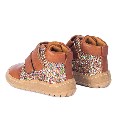 Mit-cut sneaker with sparkling glitter