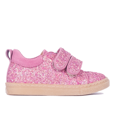 Sparkling glitter sneaker with suede trim