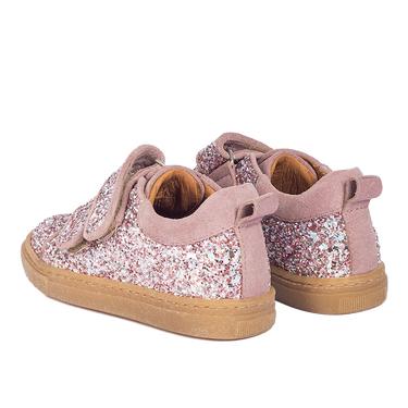 Sparkling glitter sneaker with suede trim