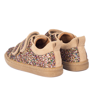 Sparkling glitter sneaker with suede trim