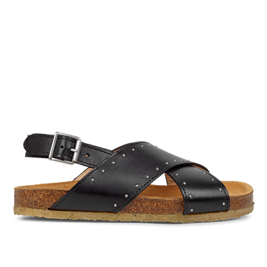 Sandal with soft foot bed and studs