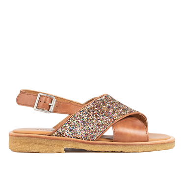 Cross sandal with sparkling glitter detail