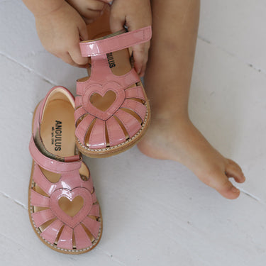 Sandal with heart detail and velcro closure