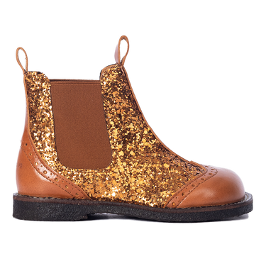 Chelsea boot with sparkling bronze glitter