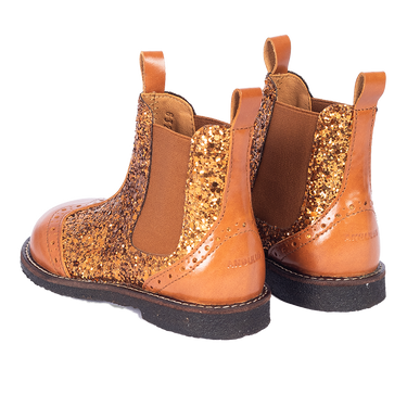 Chelsea boot with sparkling bronze glitter