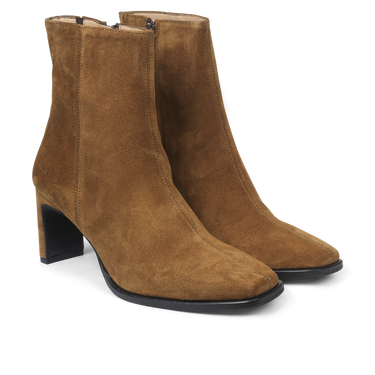 Block heel boot with zipper