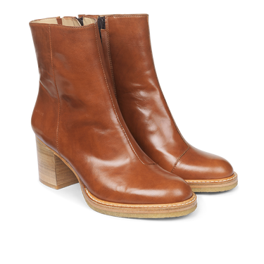 Block heel boot with zipper