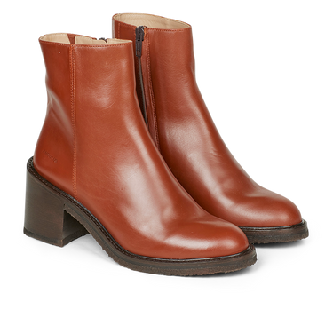 Block heel boot with zipper