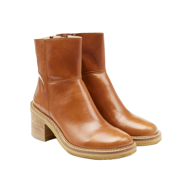 Block heel boot with zipper