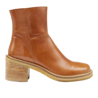 Block heel boot with zipper