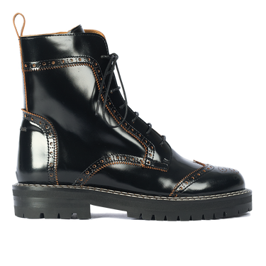 Chunky lace-up boot with brogue pattern