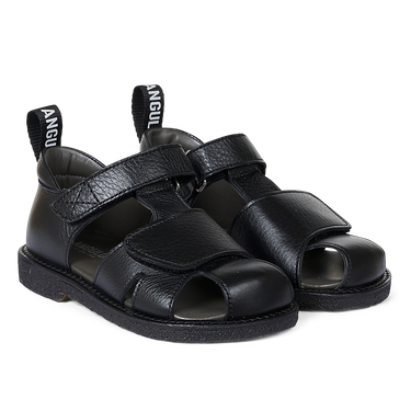 Sandal with logo tape and velcro closure